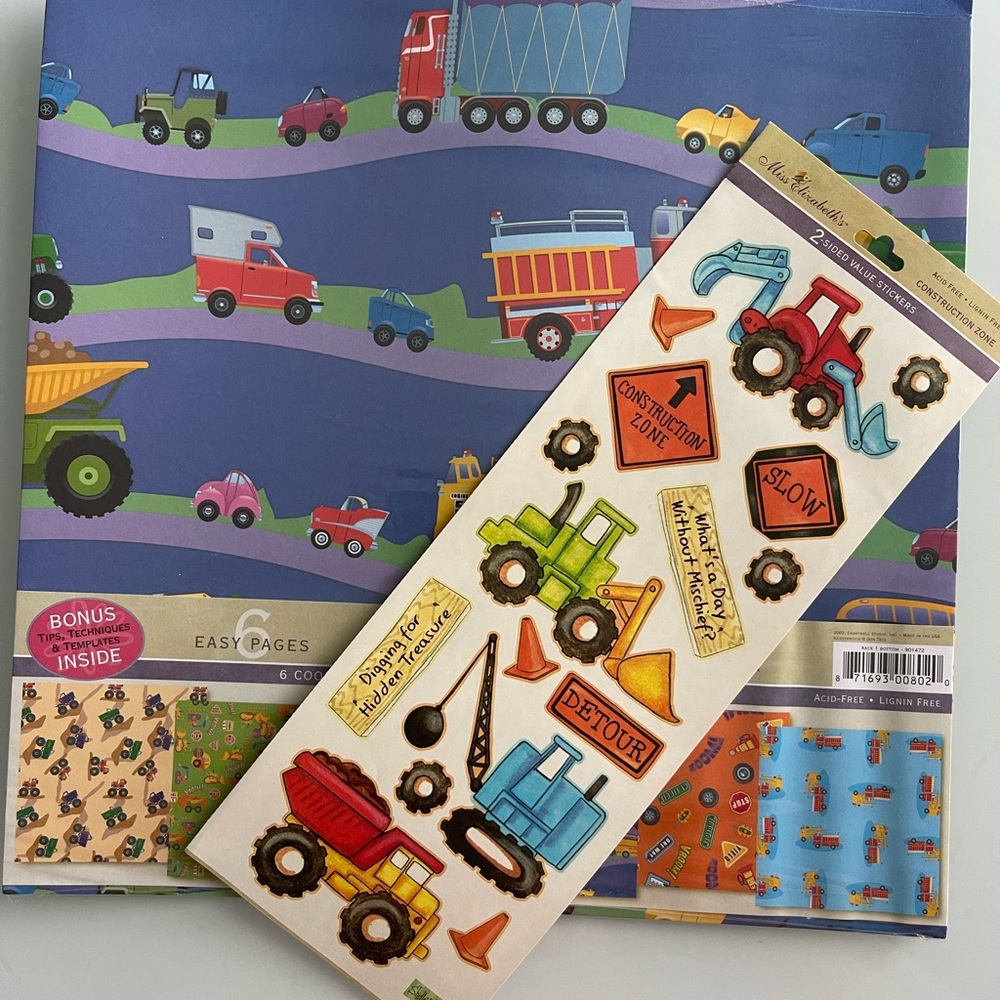 Miss Elizabeth's 6 Easy Page Scrapbook Firetruck Monster Truck Varoom 12 x 12